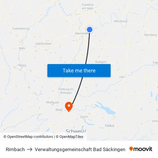 Rimbach to Verwaltungsgemeinschaft Bad Säckingen map