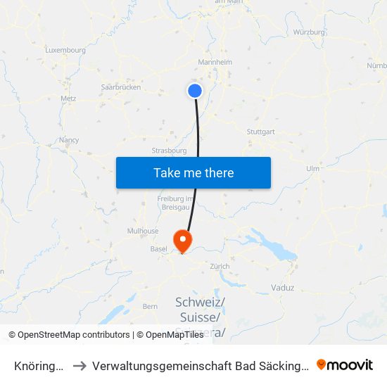 Knöringen to Verwaltungsgemeinschaft Bad Säckingen map