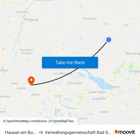 Hausen am Bussen to Verwaltungsgemeinschaft Bad Säckingen map