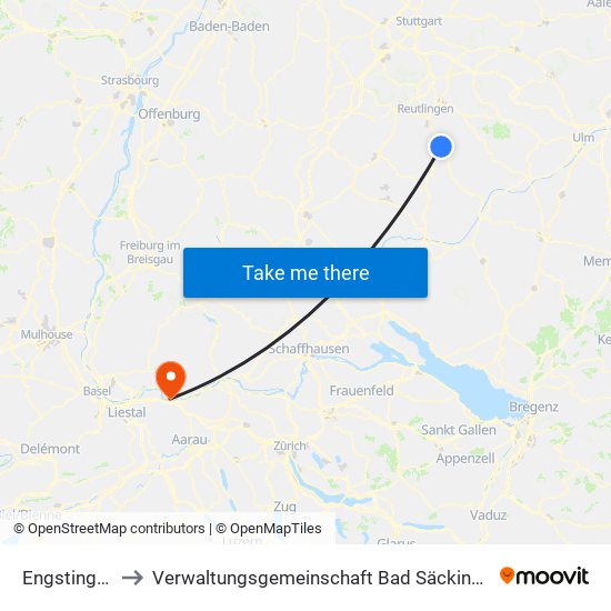 Engstingen to Verwaltungsgemeinschaft Bad Säckingen map