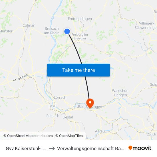 Gvv Kaiserstuhl-Tuniberg to Verwaltungsgemeinschaft Bad Säckingen map