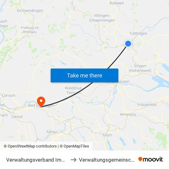 Verwaltungsverband Immendingen-Geisingen to Verwaltungsgemeinschaft Bad Säckingen map