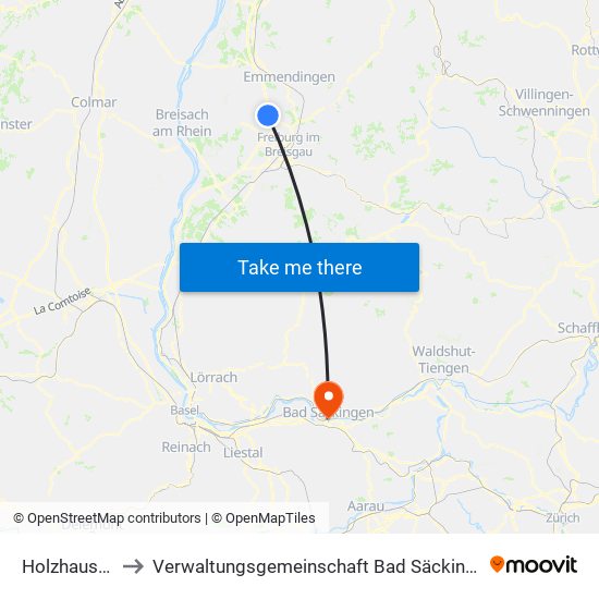 Holzhausen to Verwaltungsgemeinschaft Bad Säckingen map