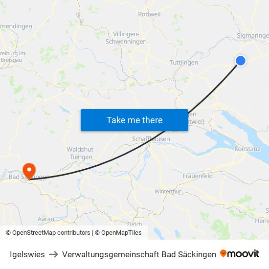 Igelswies to Verwaltungsgemeinschaft Bad Säckingen map