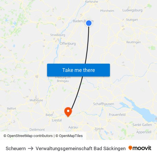 Scheuern to Verwaltungsgemeinschaft Bad Säckingen map