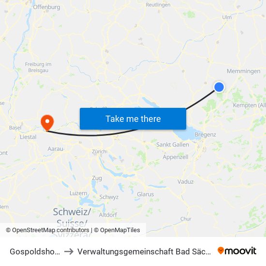 Gospoldshofen to Verwaltungsgemeinschaft Bad Säckingen map