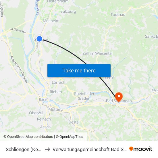 Schliengen (Kernort) to Verwaltungsgemeinschaft Bad Säckingen map