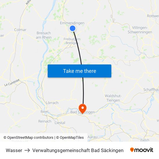 Wasser to Verwaltungsgemeinschaft Bad Säckingen map