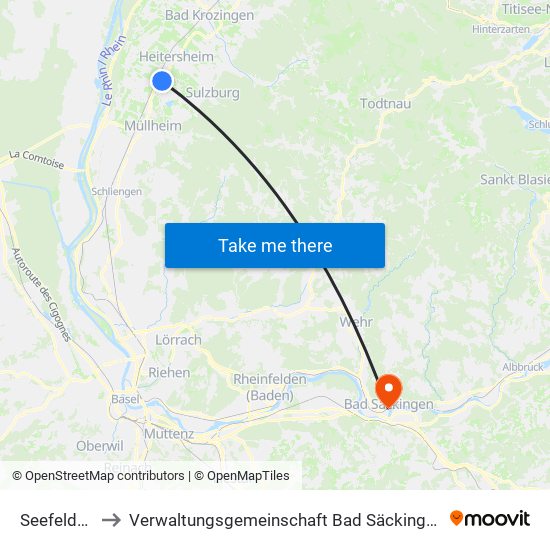 Seefelden to Verwaltungsgemeinschaft Bad Säckingen map