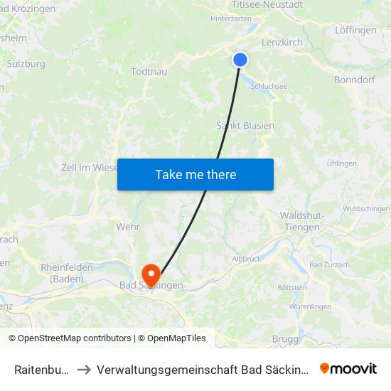 Raitenbuch to Verwaltungsgemeinschaft Bad Säckingen map