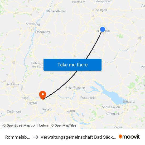 Rommelsbach to Verwaltungsgemeinschaft Bad Säckingen map