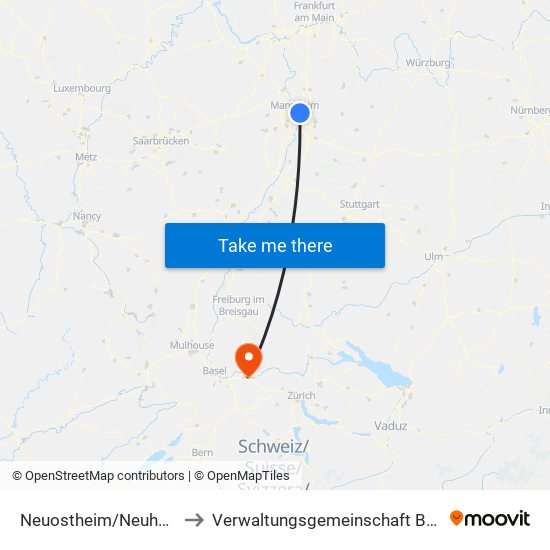 Neuostheim/Neuhermsheim to Verwaltungsgemeinschaft Bad Säckingen map