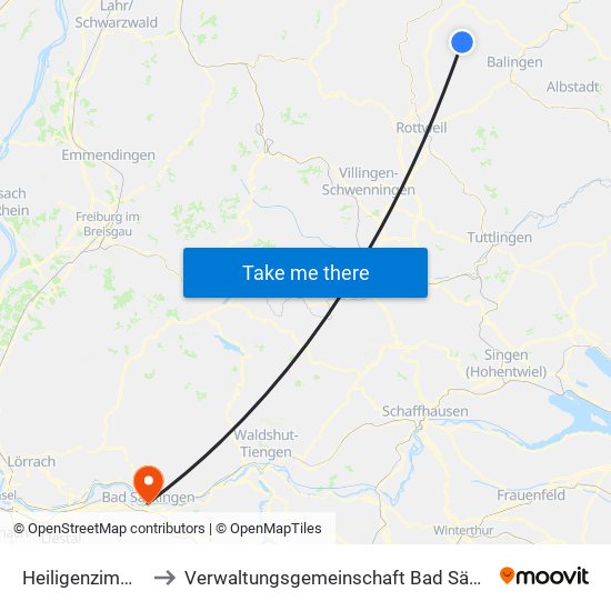 Heiligenzimmern to Verwaltungsgemeinschaft Bad Säckingen map