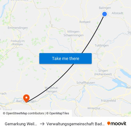 Gemarkung Weilstetten to Verwaltungsgemeinschaft Bad Säckingen map