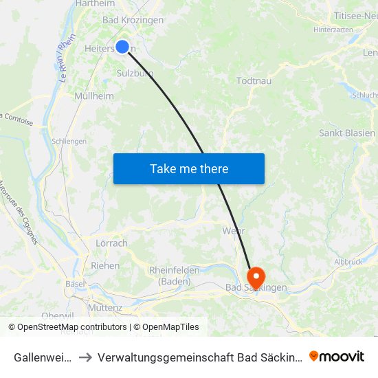 Gallenweiler to Verwaltungsgemeinschaft Bad Säckingen map