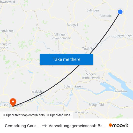 Gemarkung Gauselfingen to Verwaltungsgemeinschaft Bad Säckingen map