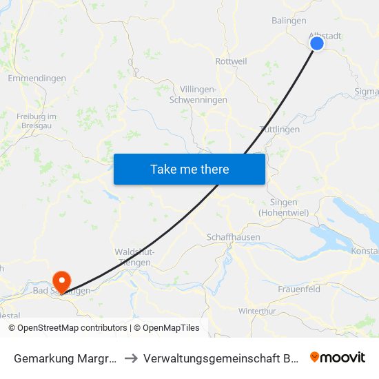 Gemarkung Margrethausen to Verwaltungsgemeinschaft Bad Säckingen map