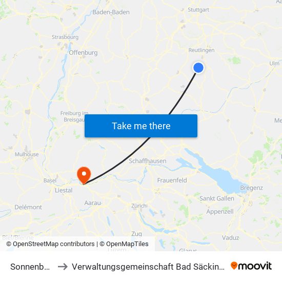 Sonnenbühl to Verwaltungsgemeinschaft Bad Säckingen map