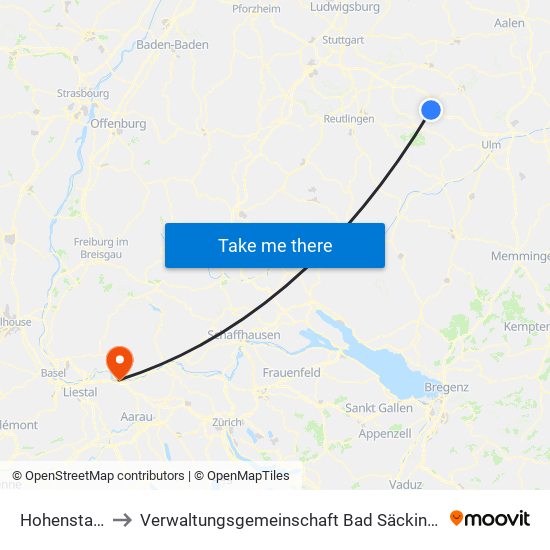 Hohenstadt to Verwaltungsgemeinschaft Bad Säckingen map