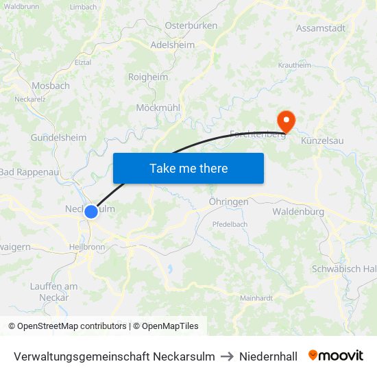 Verwaltungsgemeinschaft Neckarsulm to Niedernhall map