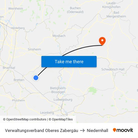 Verwaltungsverband Oberes Zabergäu to Niedernhall map