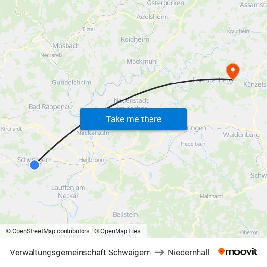 Verwaltungsgemeinschaft Schwaigern to Niedernhall map
