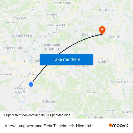 Verwaltungsverband Flein-Talheim to Niedernhall map