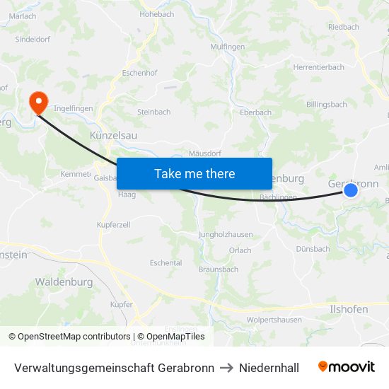 Verwaltungsgemeinschaft Gerabronn to Niedernhall map