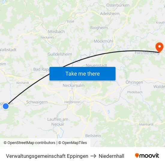 Verwaltungsgemeinschaft Eppingen to Niedernhall map