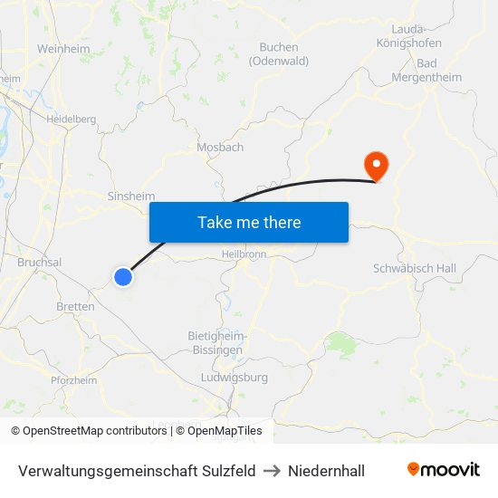 Verwaltungsgemeinschaft Sulzfeld to Niedernhall map