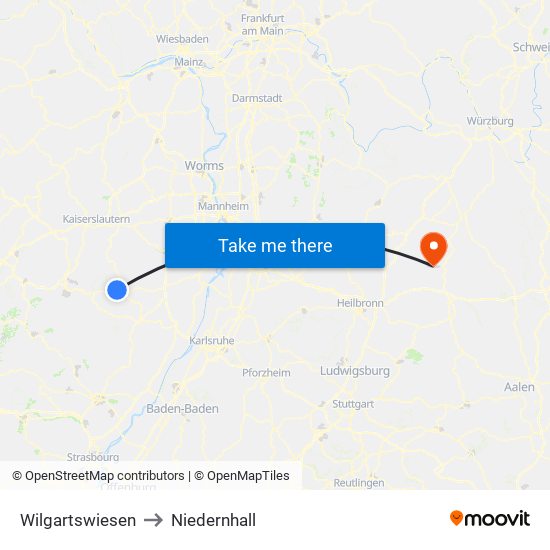 Wilgartswiesen to Niedernhall map