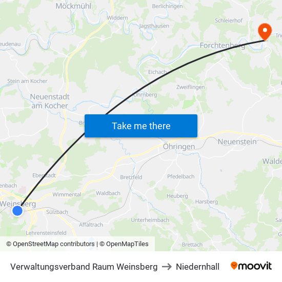 Verwaltungsverband Raum Weinsberg to Niedernhall map