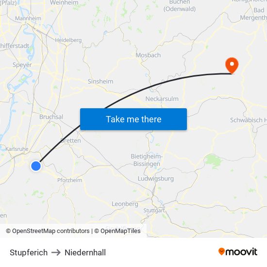 Stupferich to Niedernhall map