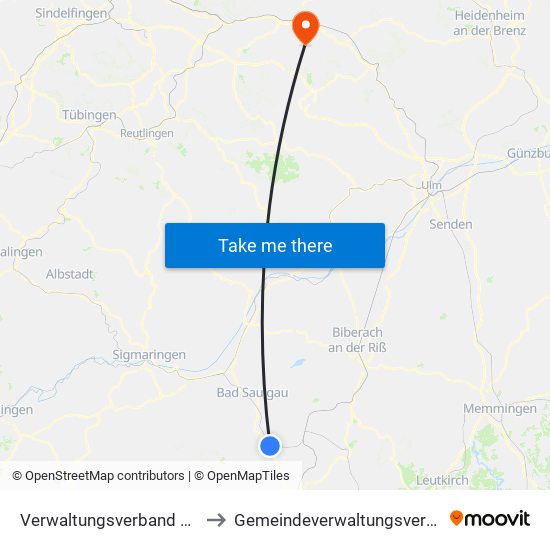 Verwaltungsverband Altshausen to Gemeindeverwaltungsverband Voralb map