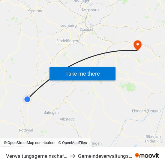 Verwaltungsgemeinschaft Sulz am Neckar to Gemeindeverwaltungsverband Voralb map