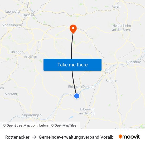 Rottenacker to Gemeindeverwaltungsverband Voralb map