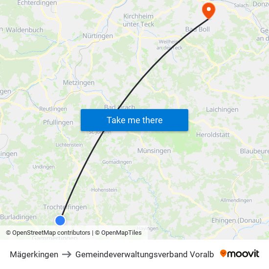 Mägerkingen to Gemeindeverwaltungsverband Voralb map