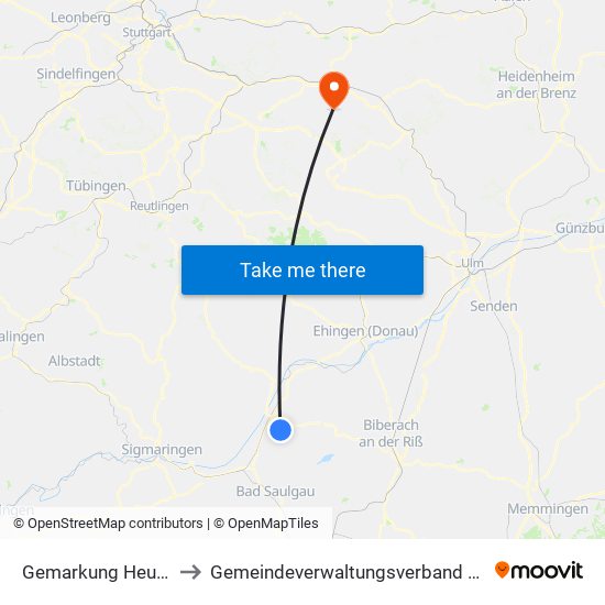 Gemarkung Heudorf to Gemeindeverwaltungsverband Voralb map