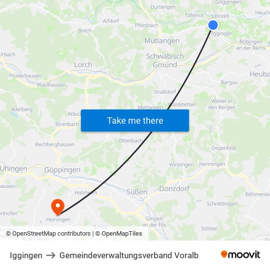 Iggingen to Gemeindeverwaltungsverband Voralb map