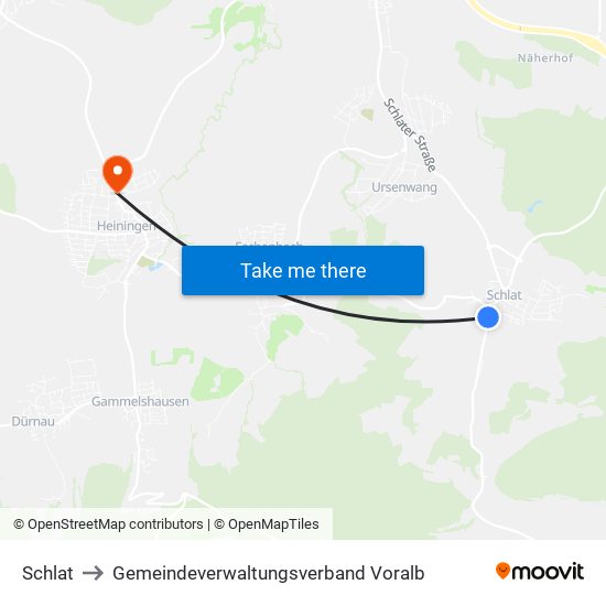 Schlat to Gemeindeverwaltungsverband Voralb map