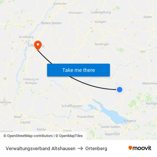 Verwaltungsverband Altshausen to Ortenberg map