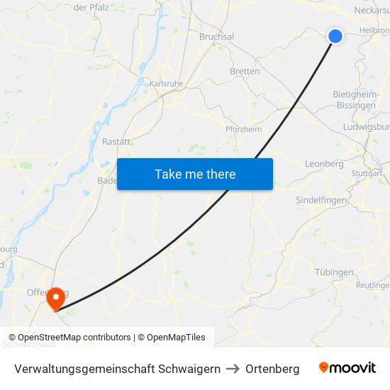 Verwaltungsgemeinschaft Schwaigern to Ortenberg map