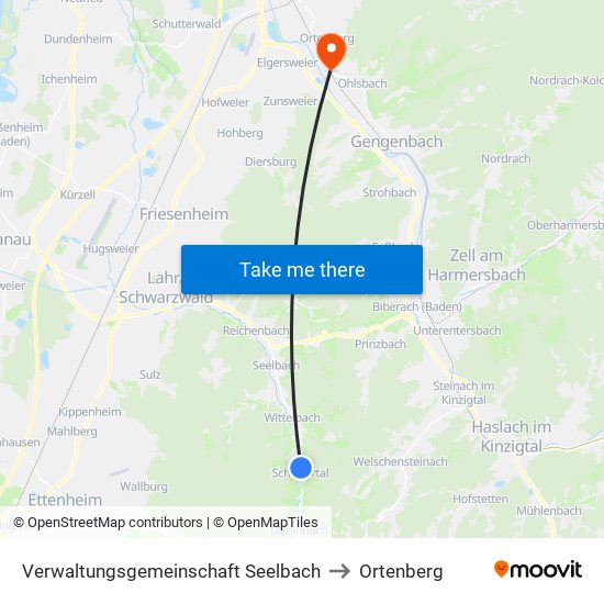 Verwaltungsgemeinschaft Seelbach to Ortenberg map