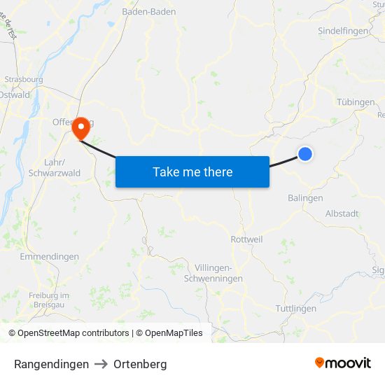 Rangendingen to Ortenberg map