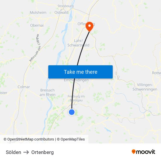 Sölden to Ortenberg map