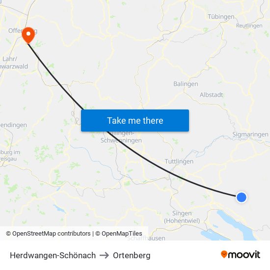 Herdwangen-Schönach to Ortenberg map