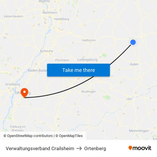 Verwaltungsverband Crailsheim to Ortenberg map
