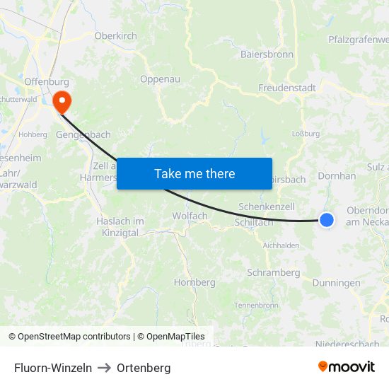 Fluorn-Winzeln to Ortenberg map