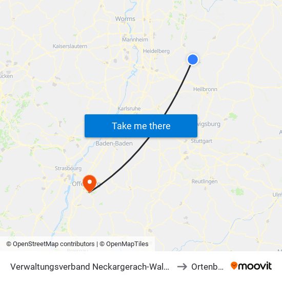 Verwaltungsverband Neckargerach-Waldbrunn to Ortenberg map