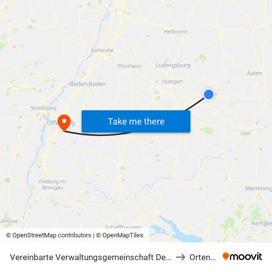 Vereinbarte Verwaltungsgemeinschaft Der Stadt Uhingen to Ortenberg map